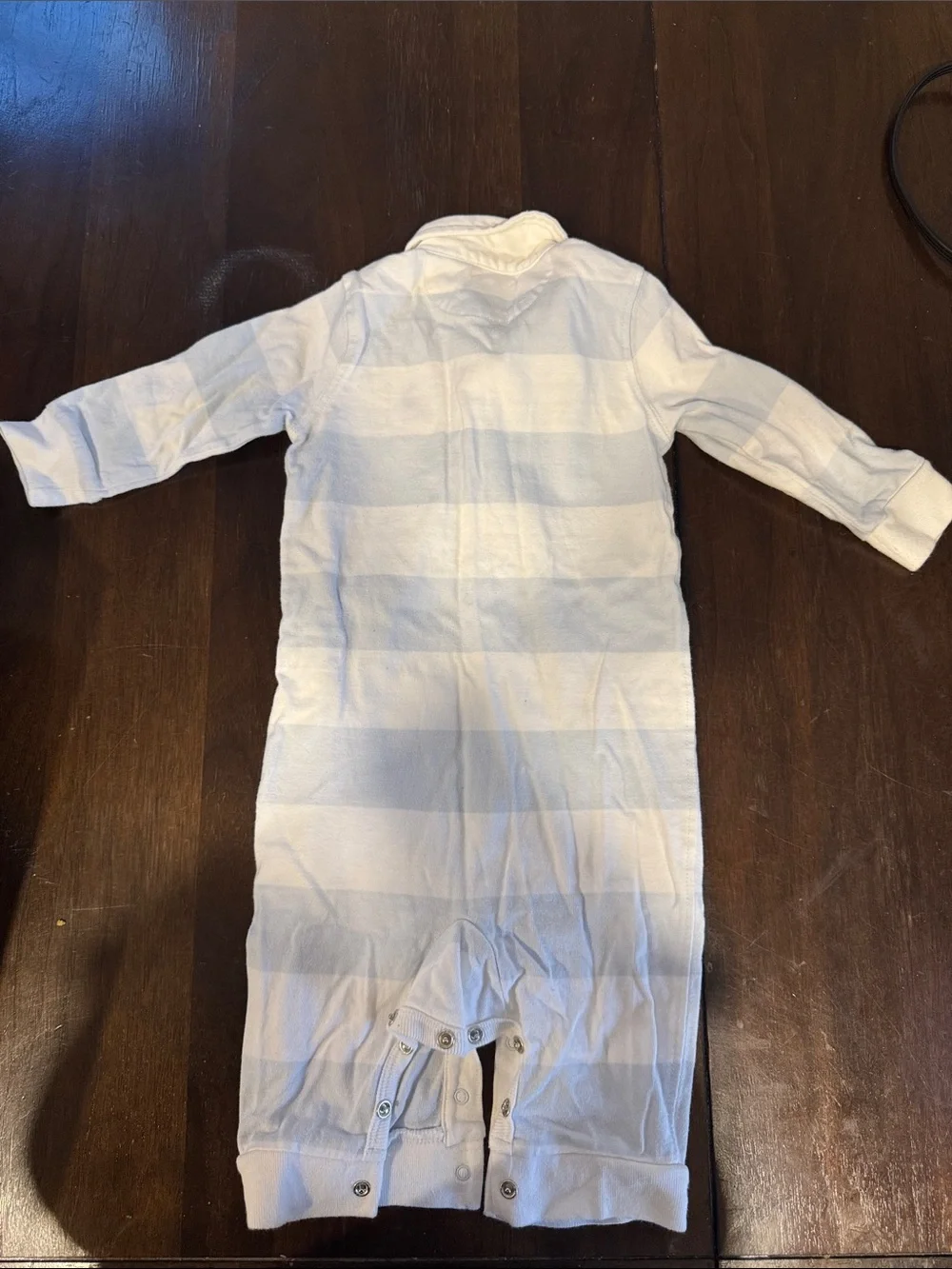 Ralph Lauren Striped Polo One-Piece in White and Light Blue